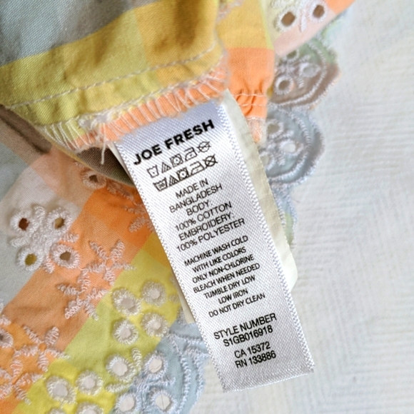 joe fresh eyelet cotton peplum top pastel picnic gingham 18-24 months baby girl - Picture 6 of 6